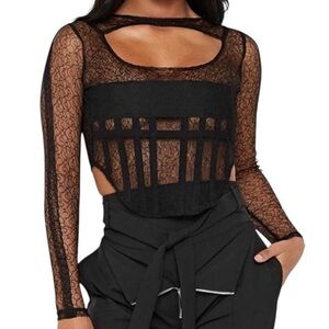 Elegant Black Lace Women Top